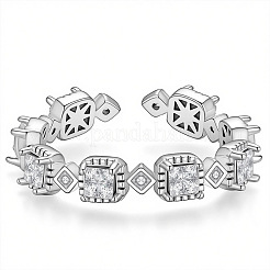 Brass Micro Pave Cubic Zirconia Cuff Open Rings&nbsp;WG41935-01