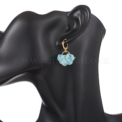 3 Pairs Natural Rose Quartz & White Jade & Lapis Lazuli Chip Beads Hoop Earrings&nbsp;EJEW-JE06823