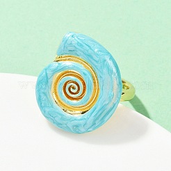 Brass Enamel Adjustable Cuff Rings for Women&nbsp;RJEW-G357-01F