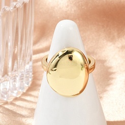 Oval Brass Open Cuff Rings for Women&nbsp;RJEW-G343-15G