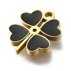 304 Stainless Steel Four Leaf Clover Charms&nbsp;STAS-Q348-14G-01A