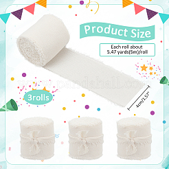 3 Rolls Cotton Frayed Ribbons&nbsp;OCOR-WH0045-08A
