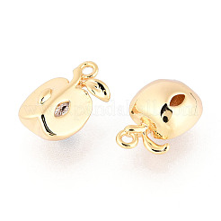 Brass Micro Pave Clear Cubic Zirconia Pendants&nbsp;KK-T078-10G