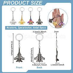 8Pcs 4 Colors Airplane Zinc Alloy Keychains&nbsp;KEYC-FG0001-23