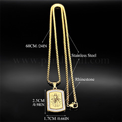 304 Stainless Steel Crystal Rhinestone Virgin Pendant Box Chain Necklaces for Men&nbsp;FS-WG6E56E-02