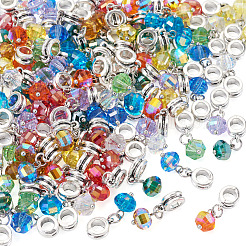 100Pcs 10 Colors Electroplate Transparent Glass Faceted Pumpkin European Dangle Charms&nbsp;PALLOY-TAC0232