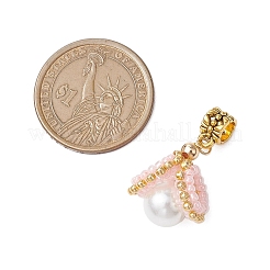 Handmade Glass Seed Beads & Glass Pearl Loom European Dangle Charms&nbsp;PALLOY-MZ00350
