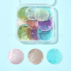 24Pcs 8 Colors Spray Painted Natural Capiz Shell Disc Links Connector Charms&nbsp;SSHEL-FS0001-06