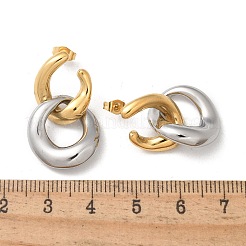 304 Stainless Steel Two Tone Stud Earrings&nbsp;EJEW-R153-01G&P