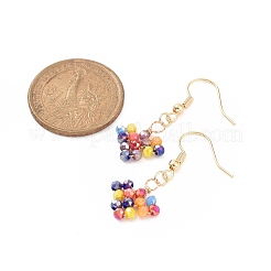 Glass Braided Heart Dangle Earrings&nbsp;EJEW-JE04869