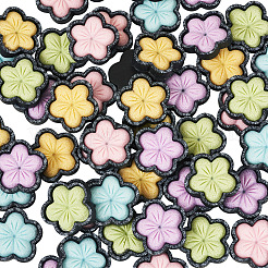 50Pcs 5 Colors Sakura Opaque Resin Cabochons&nbsp;CRES-TA0001-74