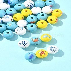45Pcs 9 Styles Natural Wood European Beads&nbsp;WOOD-FS0001-27