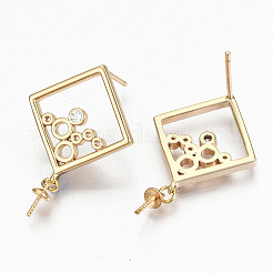 Brass Micro Pave Cubic Zirconia Stud Earring Findings&nbsp;KK-R117-057-NF