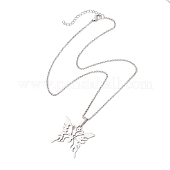 2Pcs 2 Styles 201 Stainless Steel Butterfly & Dragonfly Pendant 304 Stainless Steel Pea Chain Necklaces for Women&nbsp;NJEW-JN05998