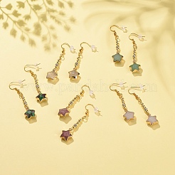 Natural Gemstone Star Dangle Earrings&nbsp;EJEW-JE04917