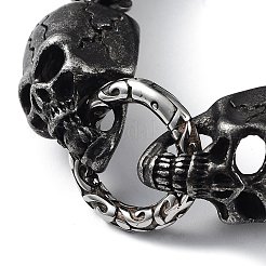 304 Stainless Steel Skull Head Herringbone Chains Bracelets for Men & Women&nbsp;BJEW-D031-29B