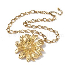304 Stainless Steel Sunflower Shaped Pendant Necklaces for Women&nbsp;NJEW-L467-03G