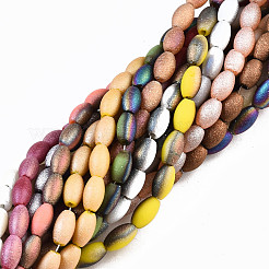 Frosted Electroplate Glass Beads Strands&nbsp;EGLA-N007-001