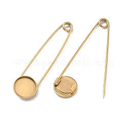 304 Stainless Steel Safety Pin Brooch Base Settings&nbsp;STAS-A142-02B-G