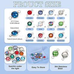 12Pcs 12 Colors K9 Glass Links/Connectors&nbsp;GLAA-TA0002-53