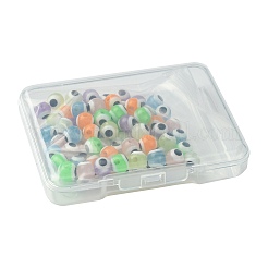 70Pcs 7 Colors Luminous & Printed Opaque Acrylic Beads&nbsp;LACR-FS0001-01