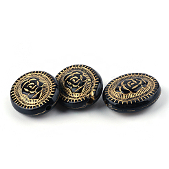 Flat Round with Flower Plating Acrylic Beads&nbsp;PACR-Q102-05B