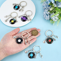 6Pcs 6 Colors Glass Pendant Keychains&nbsp;KEYC-PH0002-28