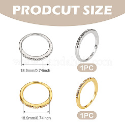 2Pcs 2 Colors Alloy with Crystal Rhinestone Finger Rings&nbsp;RJEW-TADJ0001-01A