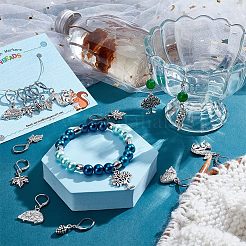 18Pcs 6 Style Hedgehog & Squirrel & Leaf & Pine Cone Tibetan Style Charms Locking Stitch Marker&nbsp;HJEW-PH01552