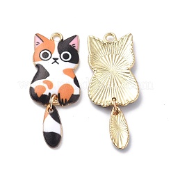 Light Gold Rack Plating Alloy Enamel Pendants&nbsp;ENAM-G210-01LG