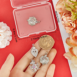 6Pcs 3 Styles Rack Plating Brass Micro Pave Cubic Zirconia Pendant&nbsp;STAS-BBC0013-24