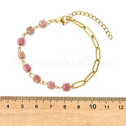 Cube Natural Gemstone Beads Link Bracelets&nbsp;BJEW-JB13903