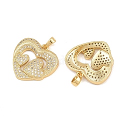 Brass Micro Pave Clear Cubic Zirconia Pendants&nbsp;CU-CBA765C-01G