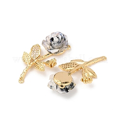 Brass Micro Pave Clear Cubic Zirconia with Resin Pendants&nbsp;KK-G543-21G