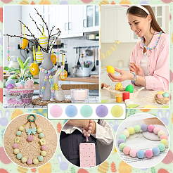 80Pcs 5 Colors Flocking Acrylic Beads&nbsp;MACR-PH0002-15