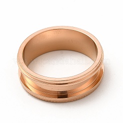 201 Stainless Steel Grooved Finger Ring Settings&nbsp;STAS-P323-10RG