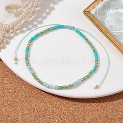 Bohemian Style Natural Amazonite & Glass Braided Bead Bracelet&nbsp;BJEW-JB10136-02