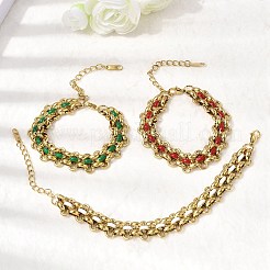 304 Stainless Steel Enamel Link Chain Bracelets for Women&nbsp;BJEW-A152-03G
