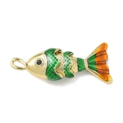 Fish Brass Micro Pave Cubic Zirconia Pendants&nbsp;KK-P342-14B-G