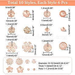 60Pcs 10 Styles 304 Stainless Steel Fancy Bead Caps&nbsp;STAS-UN0043-31