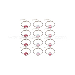 12Pcs 3 Colors Word HOPE Glass Link Bracelets&nbsp;BJEW-NB0001-12