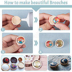 14Pcs 14 Styles Dyed Wood Brooch Cabochon Settings&nbsp;FIND-OC0003-20