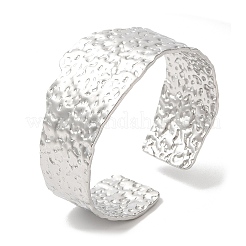 Non-Tarnish 304 Stainless Steel Hammered Wide Cuff Bangles for Women&nbsp;BJEW-L682-012P