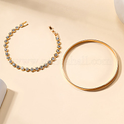 2Pcs 2 Styles Alloy Plain Bangles & Alloy Crystal Rhinestone Tennis Bracelets&nbsp;FS-WGD5F97-01