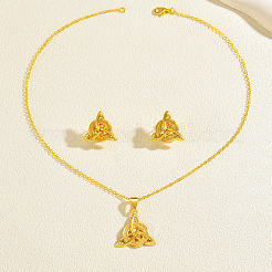 Trinity Knot Brass Stud Earrings & Pendant Necklaces Sets for Women&nbsp;JL1010