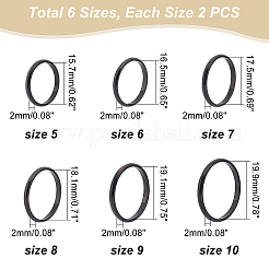 12Pcs 6 Style 2mm Polished Plain Dome Finger Rings&nbsp;RJEW-UN0001-22