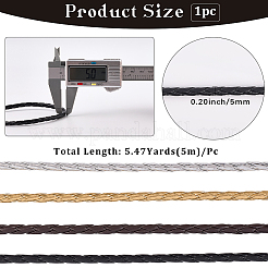 5M Braided Round PU Leather Jewelry Cord&nbsp;OCOR-GF0004-96A-01
