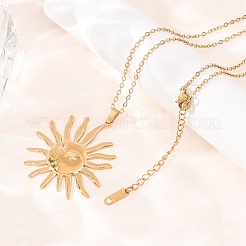 304 Stainless Steel Sun Pendant Cable Chain Necklaces for Men Women&nbsp;NJEW-K308-04C-G