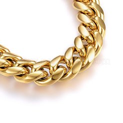 Ion Plating(IP) 304 Stainless Steel Curb Chains Bracelets&nbsp;BJEW-E346-33G