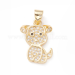 Brass Micro Pave Cubic Zirconia Pendants&nbsp;KK-D067-06G-01-RS